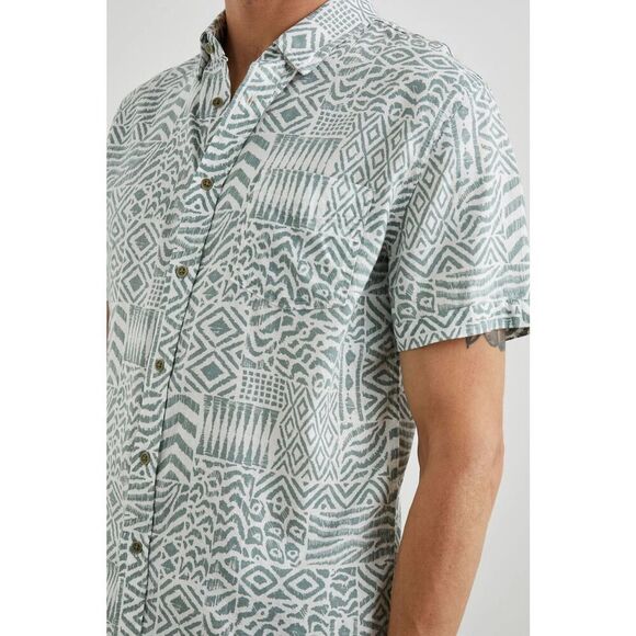 Rails Carson Block-Print Short-Sleeve Shirt Bambu Block Kalamata Mens XXL NWT - Picture 3 of 8